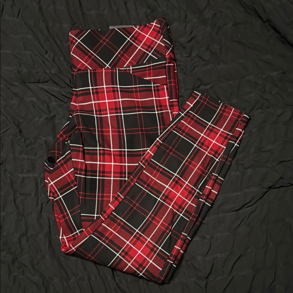 Torrid Red and Black Plaid Pixie Pants